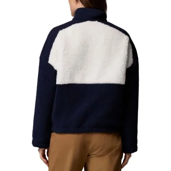 Columbia NWT Women's Long Sleeve Cropped Fleece Pullover, XL, Navy/White - Picture 5 of 16